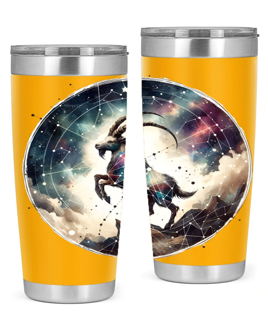 Aries 129# Zodiac Tumbler in stainless steel with a stylish design, perfect for hot and cold beverages.