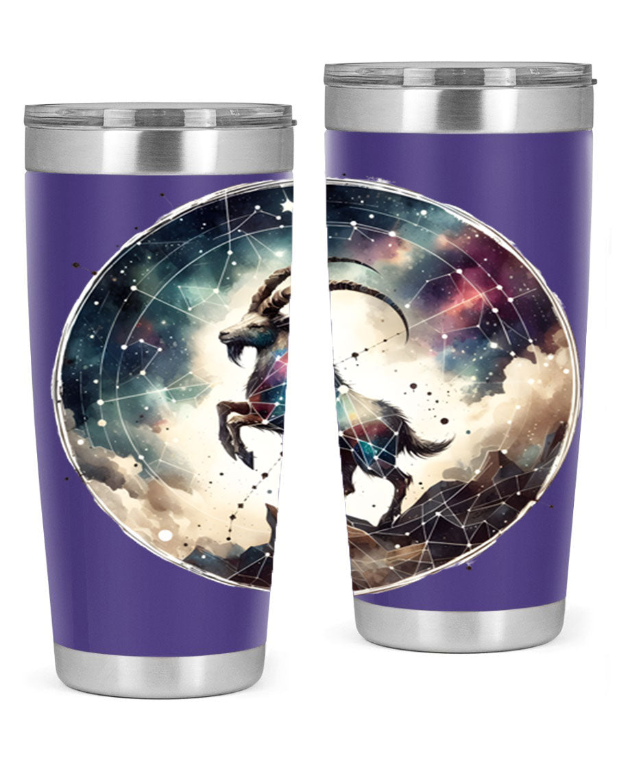 Aries 129# Zodiac Tumbler in stainless steel with a stylish design, perfect for hot and cold beverages.