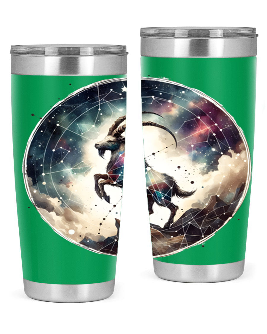 Aries 129# Zodiac Tumbler in stainless steel with a stylish design, perfect for hot and cold beverages.