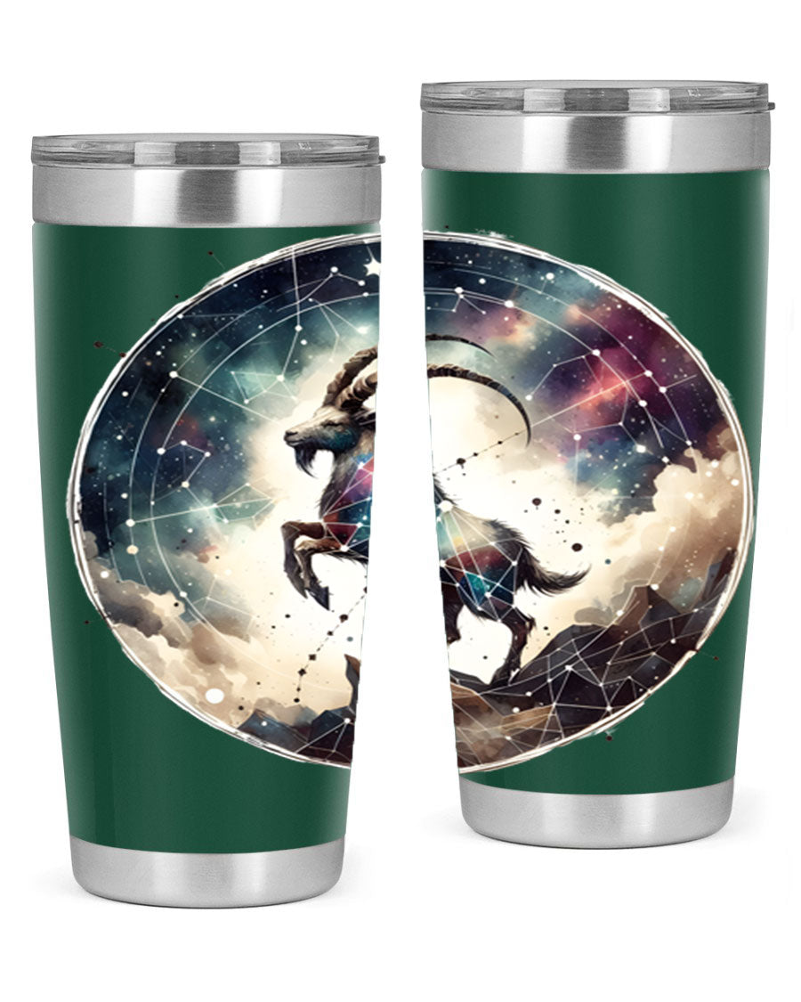 Aries 129# Zodiac Tumbler in stainless steel with a stylish design, perfect for hot and cold beverages.