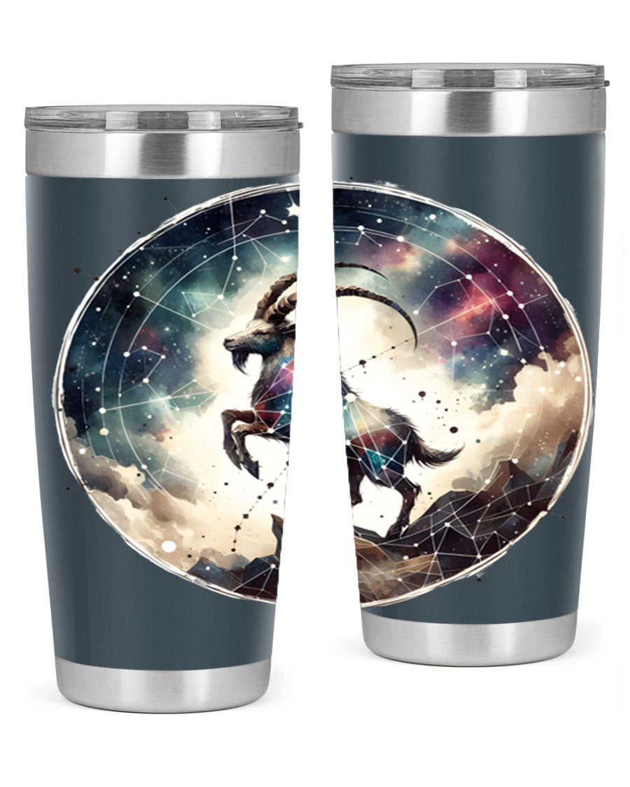 Aries 129# Zodiac Tumbler in stainless steel with a stylish design, perfect for hot and cold beverages.