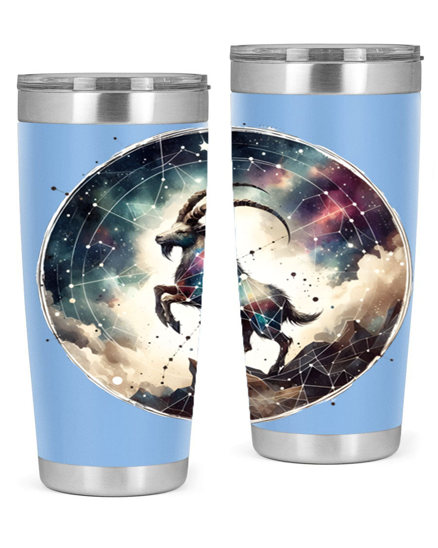 Aries 129# Zodiac Tumbler in stainless steel with a stylish design, perfect for hot and cold beverages.