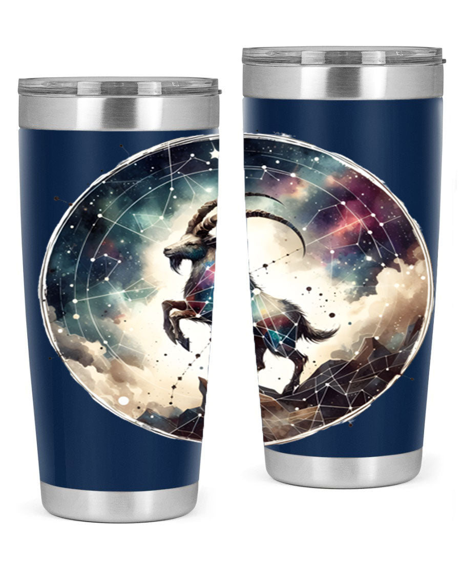 Aries 129# Zodiac Tumbler in stainless steel with a stylish design, perfect for hot and cold beverages.