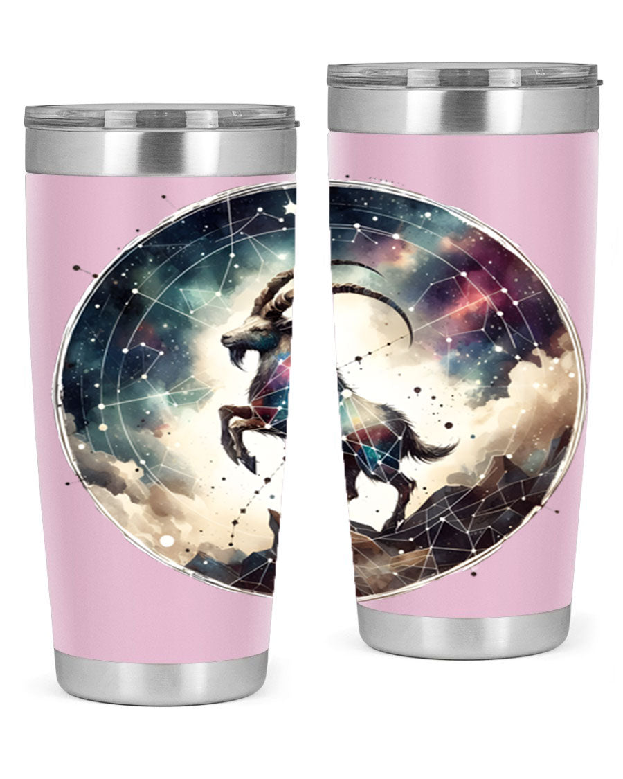 Aries 129# Zodiac Tumbler in stainless steel with a stylish design, perfect for hot and cold beverages.