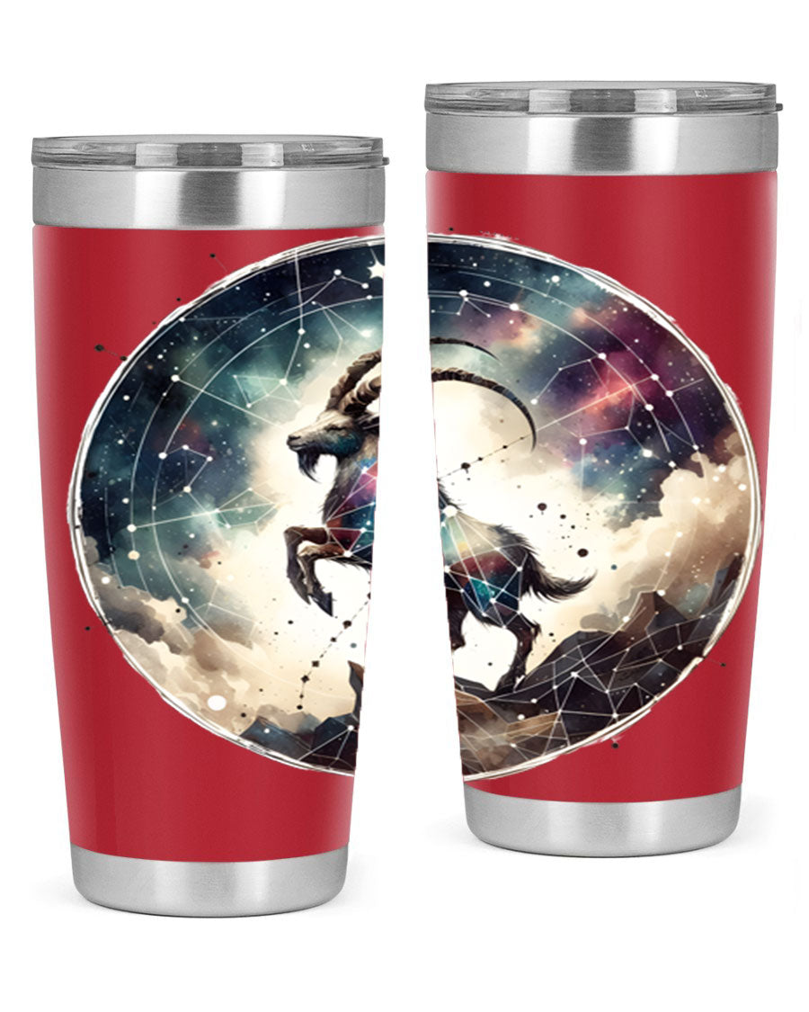 Aries 129# Zodiac Tumbler in stainless steel with a stylish design, perfect for hot and cold beverages.