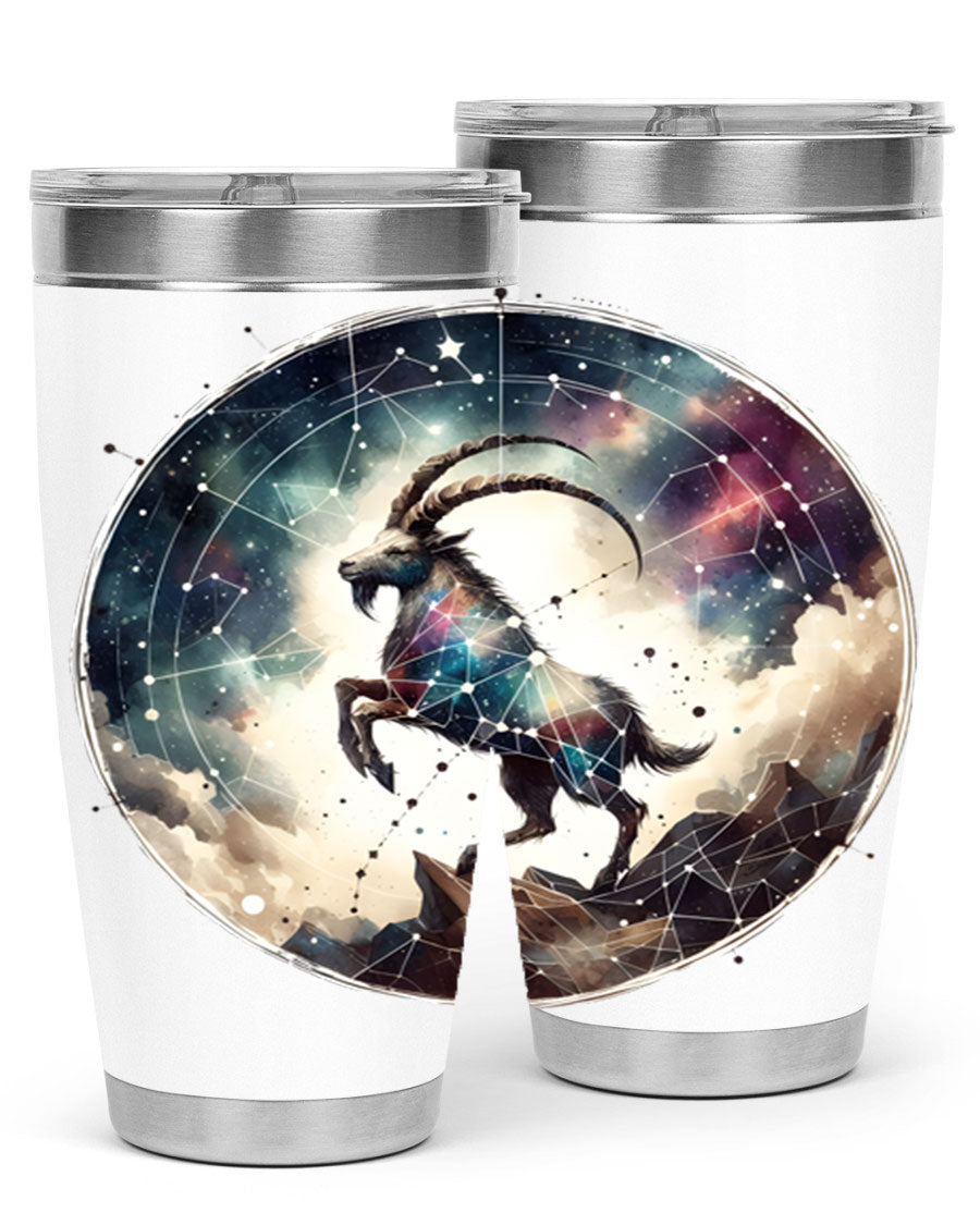 Aries 129# Zodiac Tumbler in stainless steel with a stylish design, perfect for hot and cold beverages.