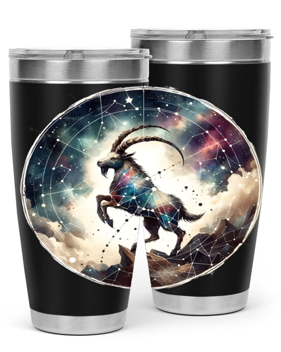 Aries 129# Zodiac Tumbler in stainless steel with a stylish design, perfect for hot and cold beverages.