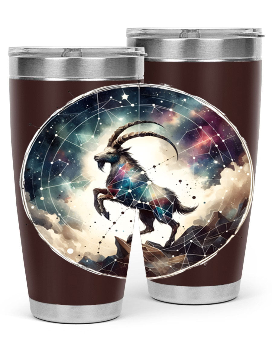 Aries 129# Zodiac Tumbler in stainless steel with a stylish design, perfect for hot and cold beverages.