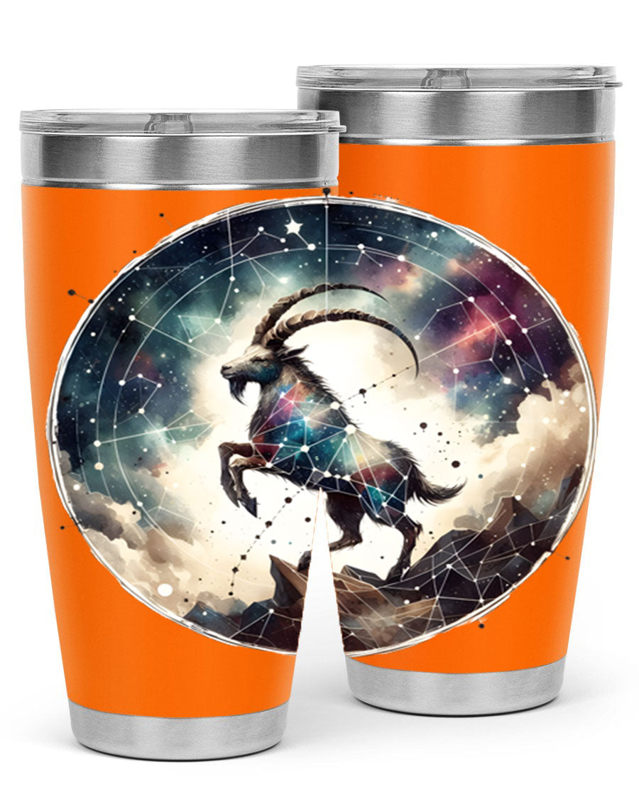 Aries 129# Zodiac Tumbler in stainless steel with a stylish design, perfect for hot and cold beverages.