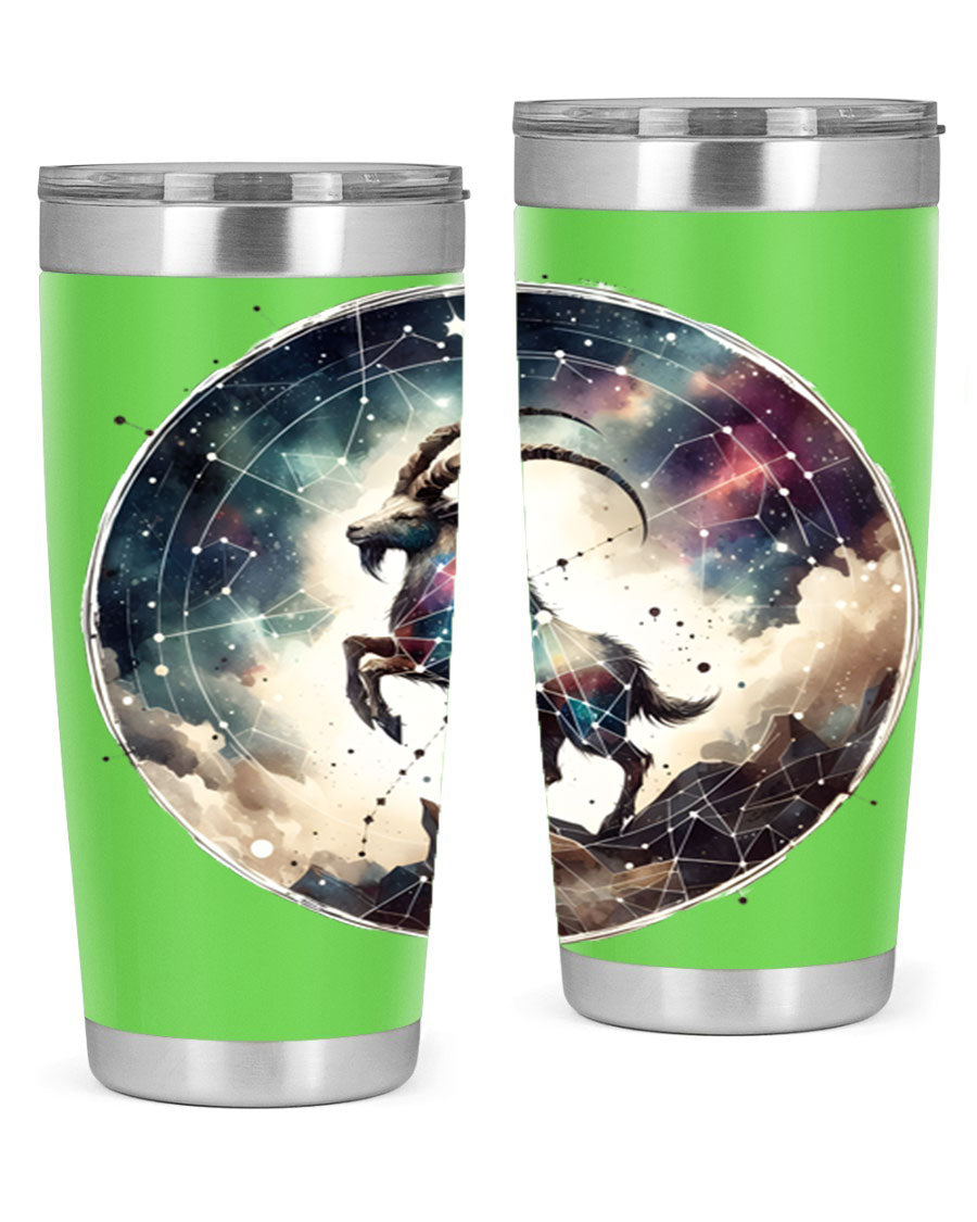 Aries 129# Zodiac Tumbler in stainless steel with a stylish design, perfect for hot and cold beverages.