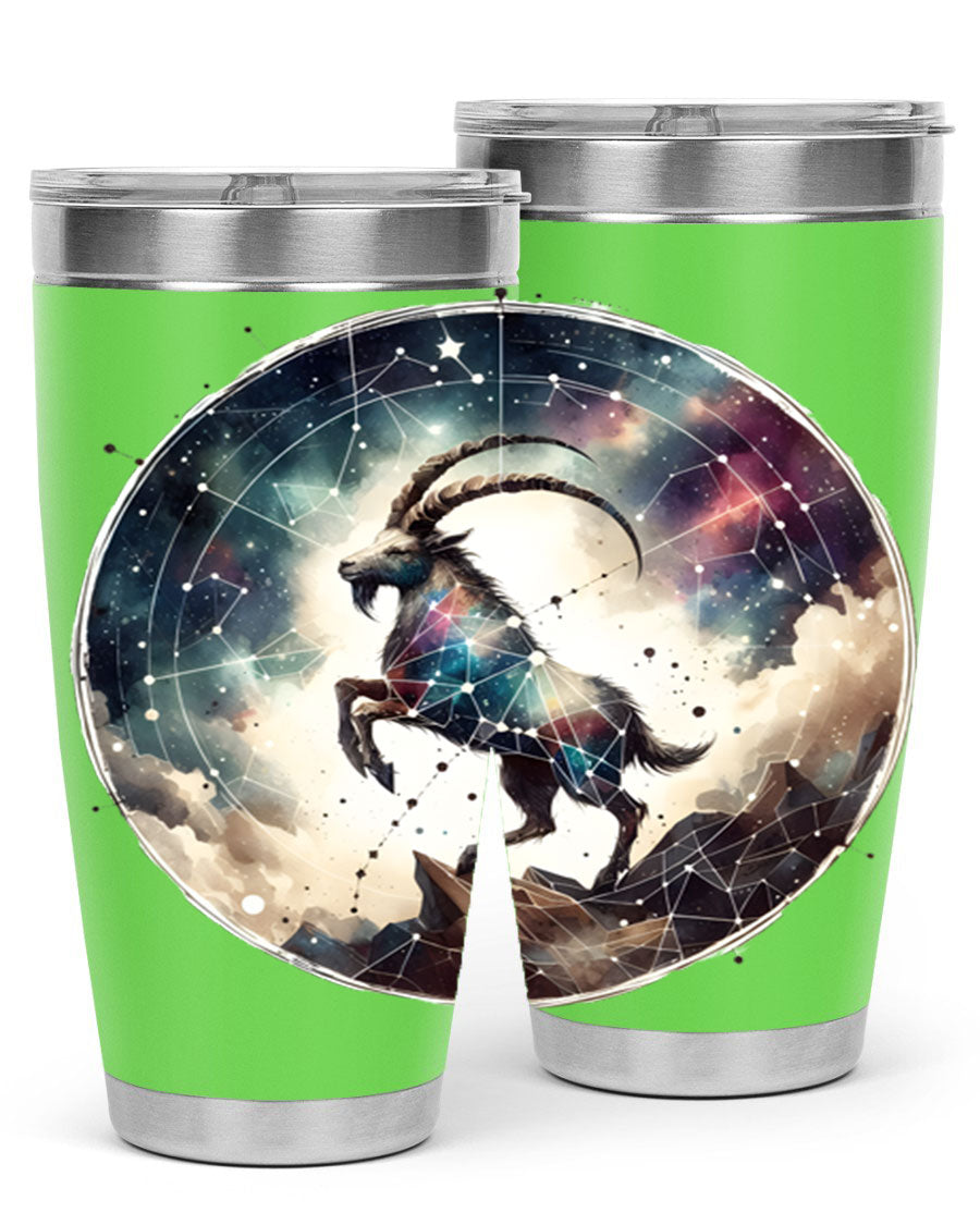 Aries 129# Zodiac Tumbler in stainless steel with a stylish design, perfect for hot and cold beverages.