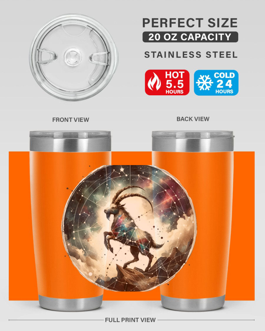 Aries 129# Zodiac Tumbler in stainless steel with a stylish design, perfect for hot and cold beverages.