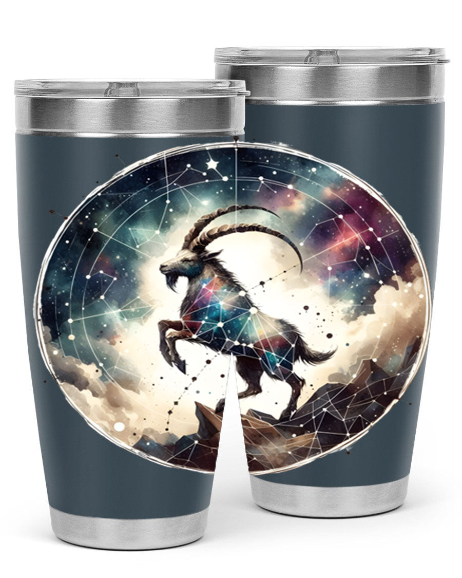 Aries 129# Zodiac Tumbler in stainless steel with a stylish design, perfect for hot and cold beverages.