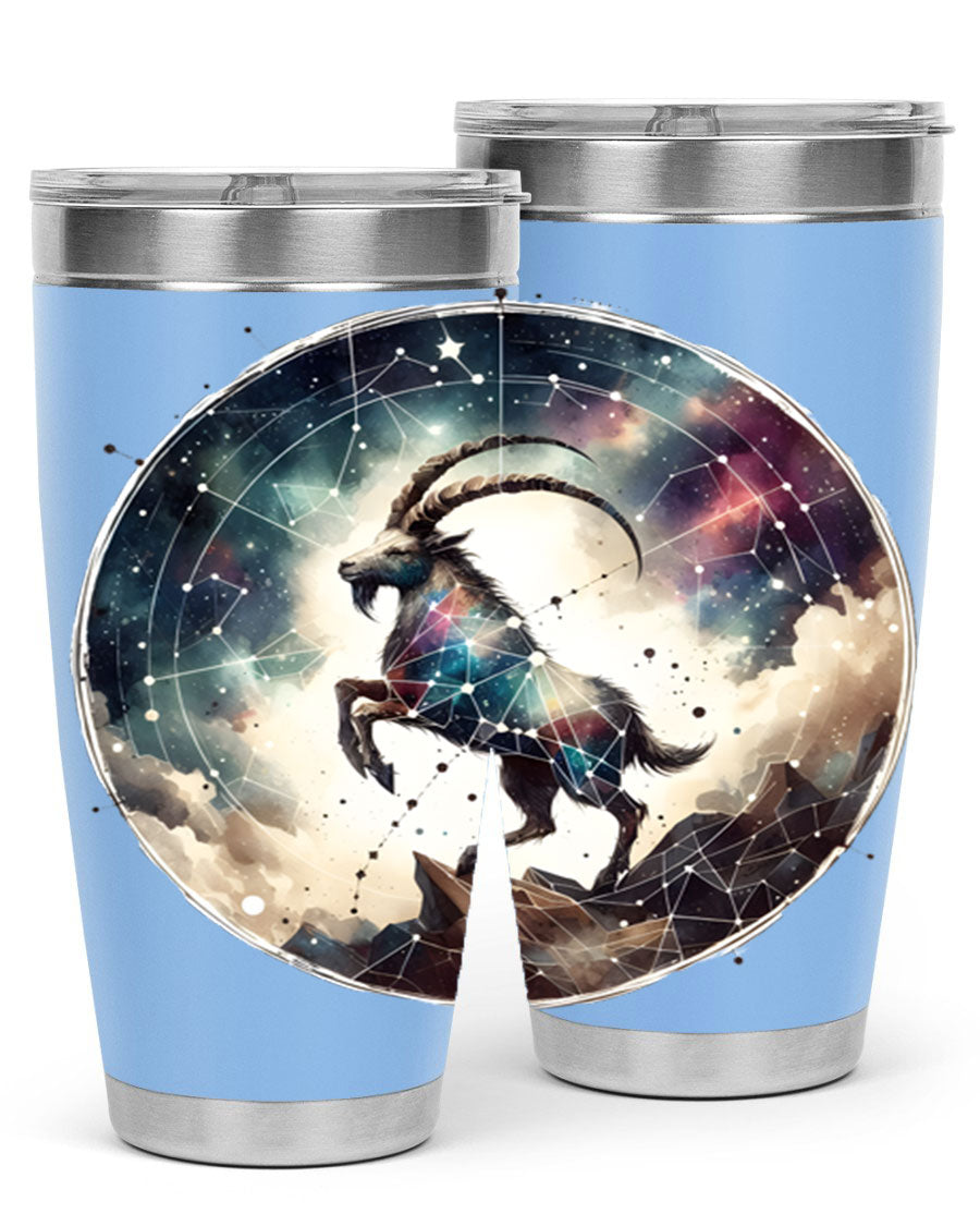Aries 129# Zodiac Tumbler in stainless steel with a stylish design, perfect for hot and cold beverages.