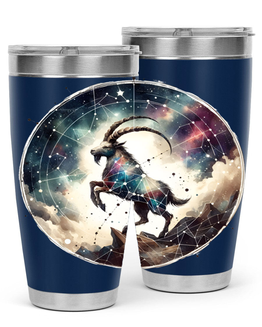 Aries 129# Zodiac Tumbler in stainless steel with a stylish design, perfect for hot and cold beverages.
