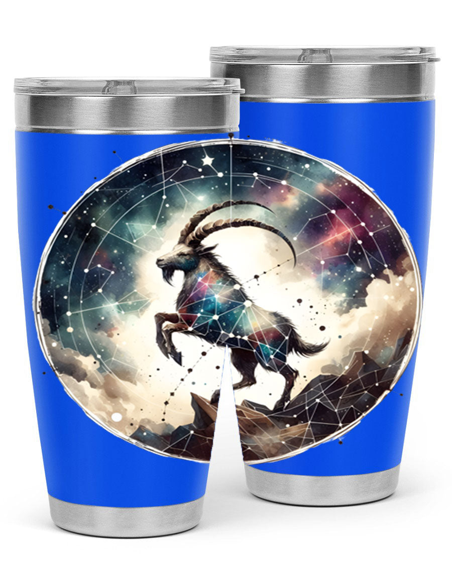 Aries 129# Zodiac Tumbler in stainless steel with a stylish design, perfect for hot and cold beverages.