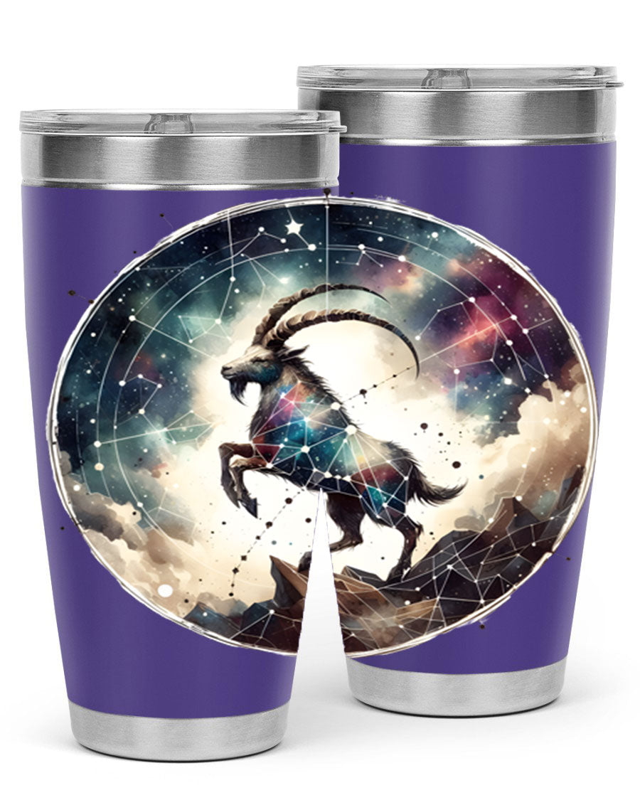 Aries 129# Zodiac Tumbler in stainless steel with a stylish design, perfect for hot and cold beverages.
