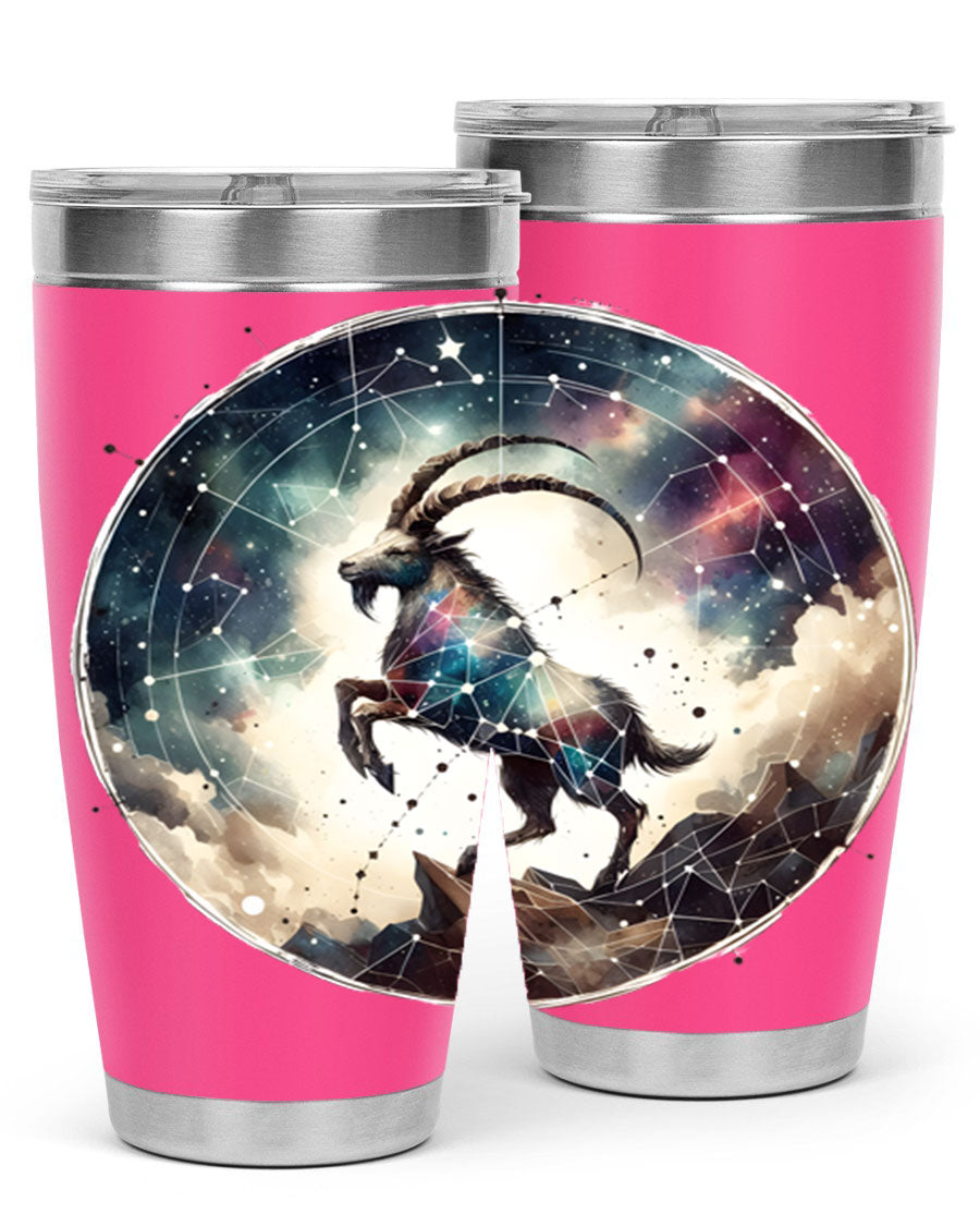 Aries 129# Zodiac Tumbler in stainless steel with a stylish design, perfect for hot and cold beverages.
