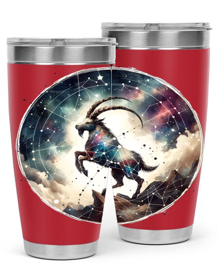 Aries 129# Zodiac Tumbler in stainless steel with a stylish design, perfect for hot and cold beverages.