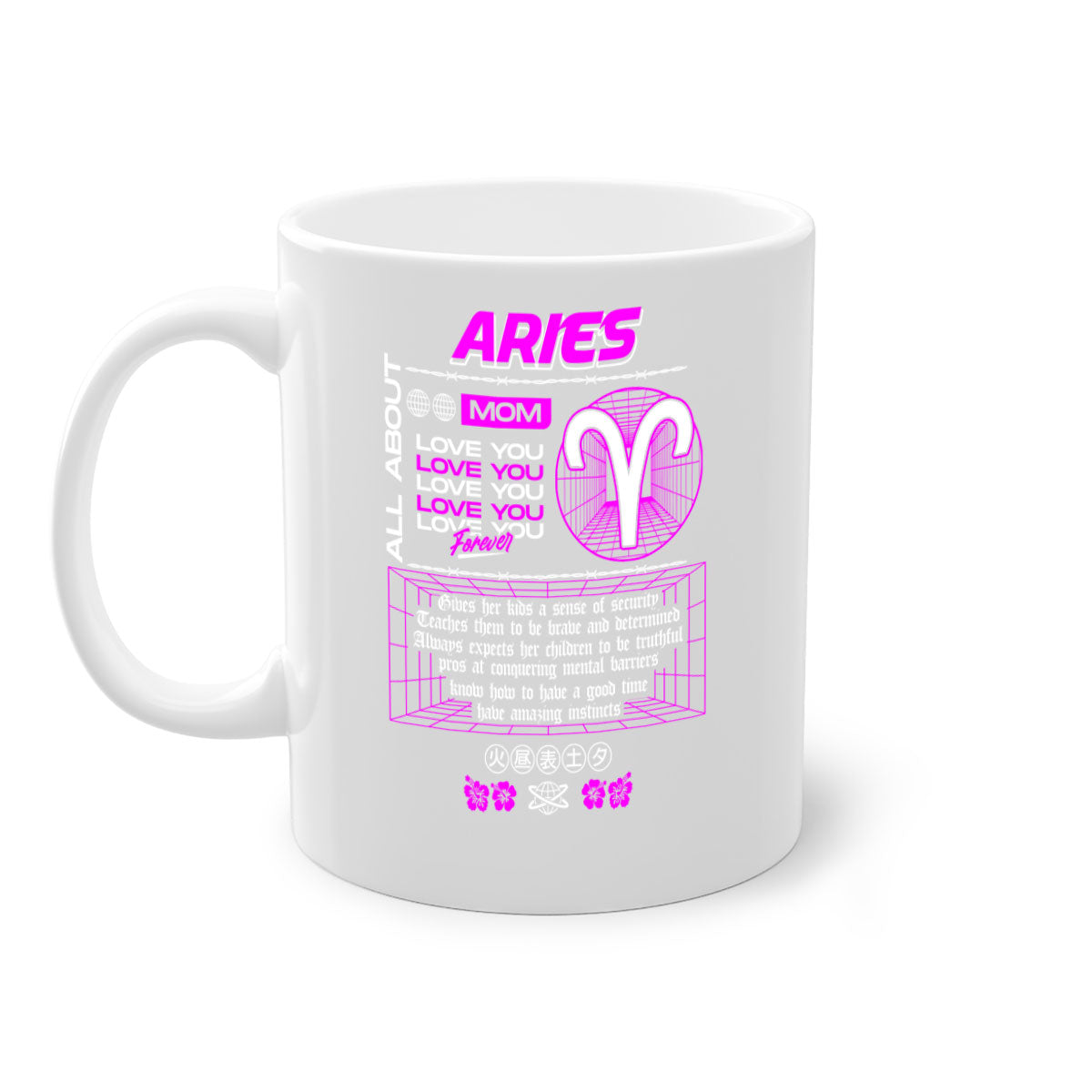 Aries 138# Zodiac Mug with a glossy finish, featuring a colored handle and interior, available in five vibrant colors.