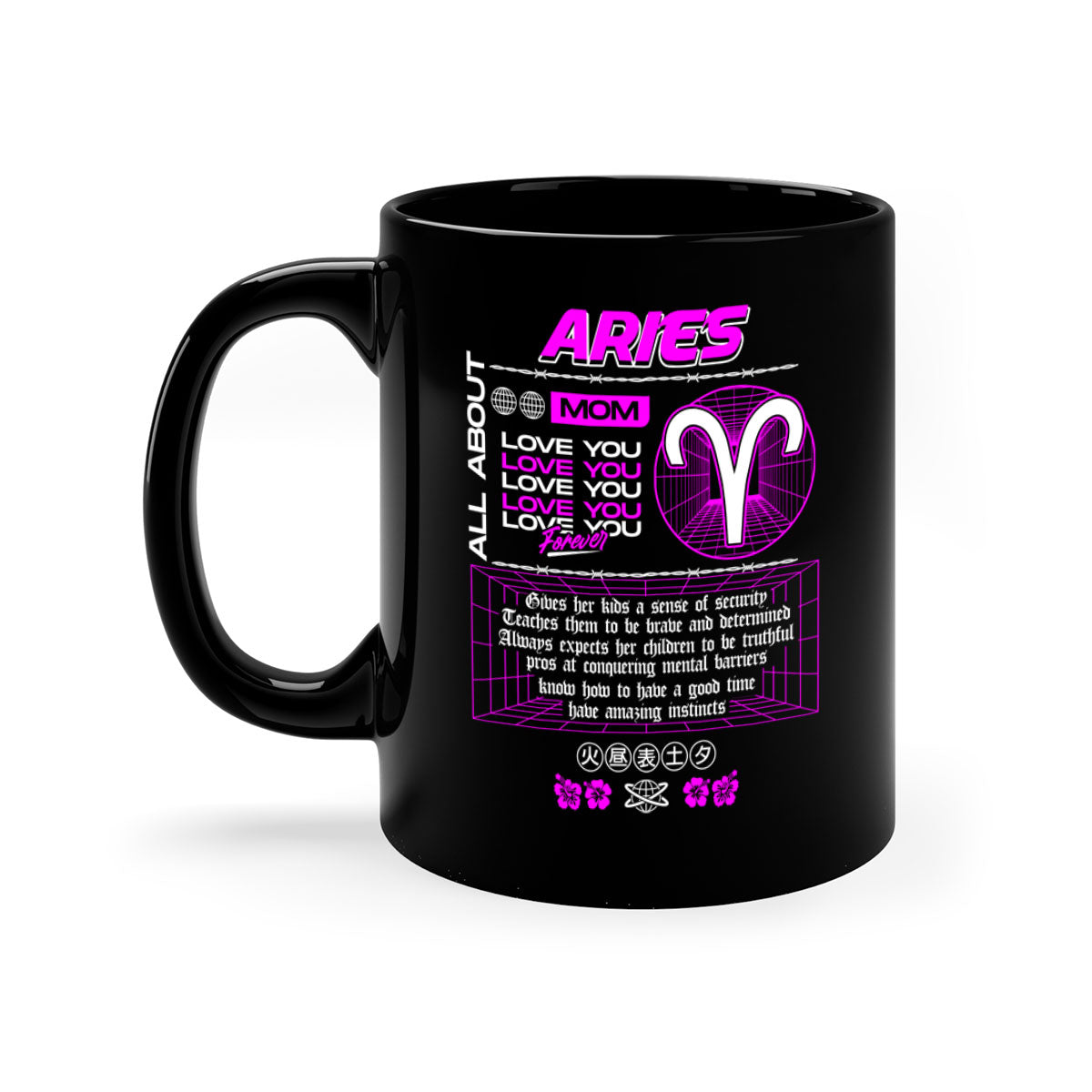 Aries 138# Zodiac Mug with a glossy finish, featuring a colored handle and interior, available in five vibrant colors.