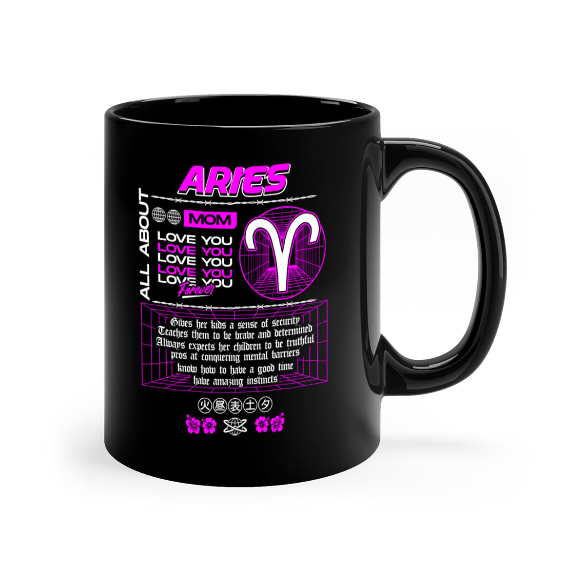 Aries 138# Zodiac Mug with a glossy finish, featuring a colored handle and interior, available in five vibrant colors.