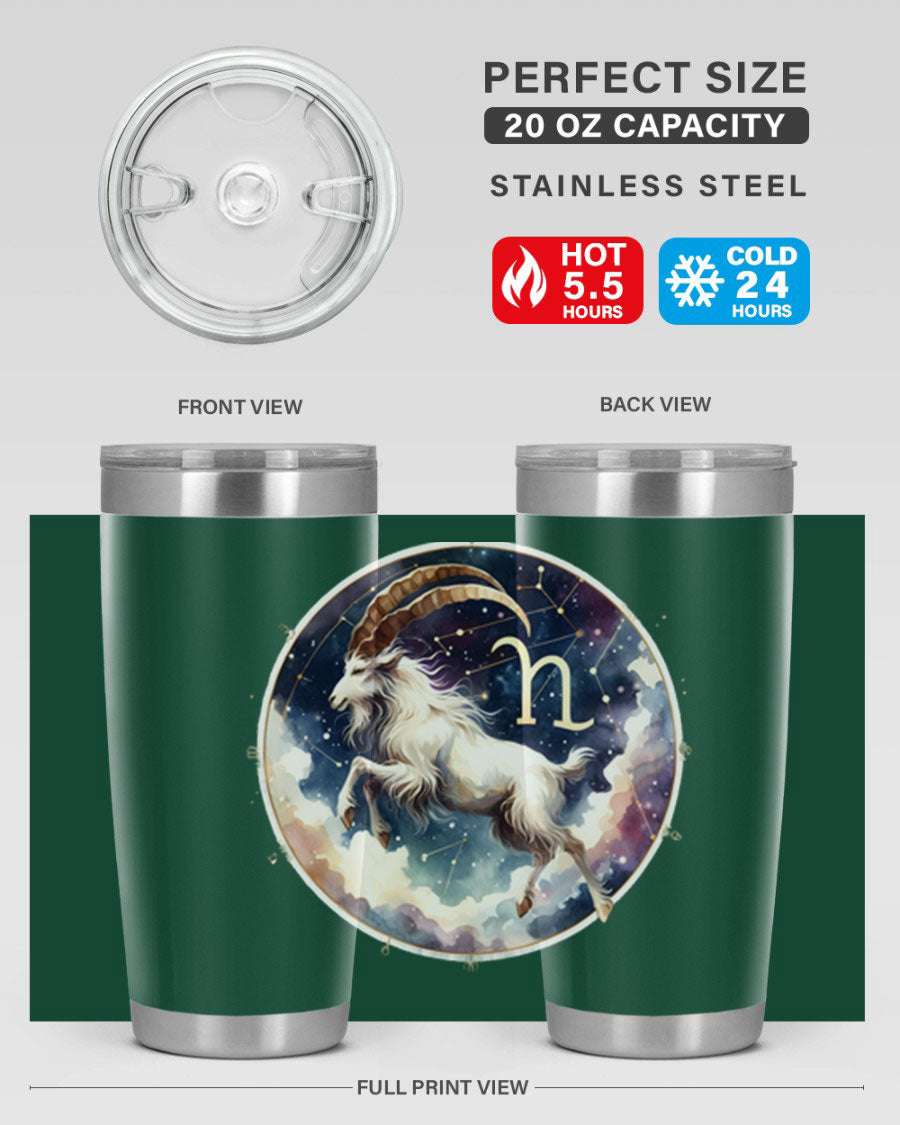 Aries 141# Zodiac Tumbler in stainless steel with a stylish design, perfect for hot and cold beverages.