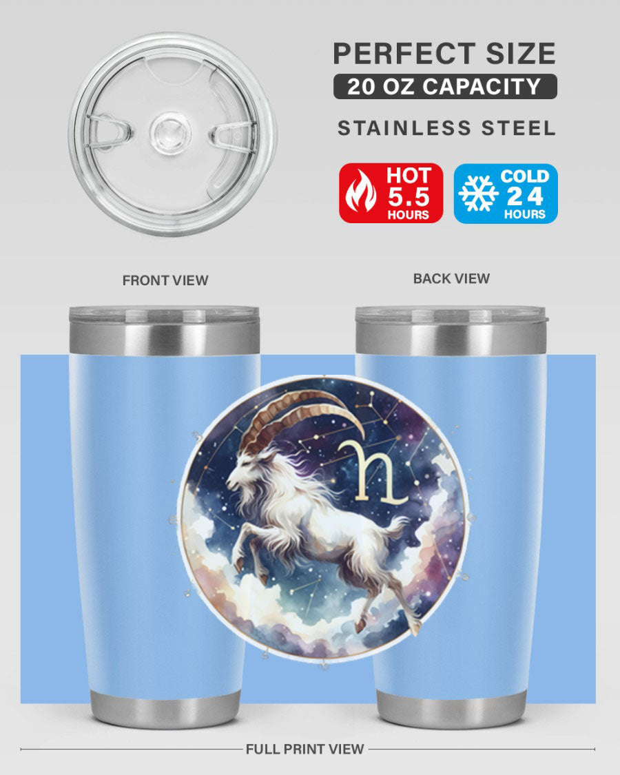 Aries 141# Zodiac Tumbler in stainless steel with a stylish design, perfect for hot and cold beverages.
