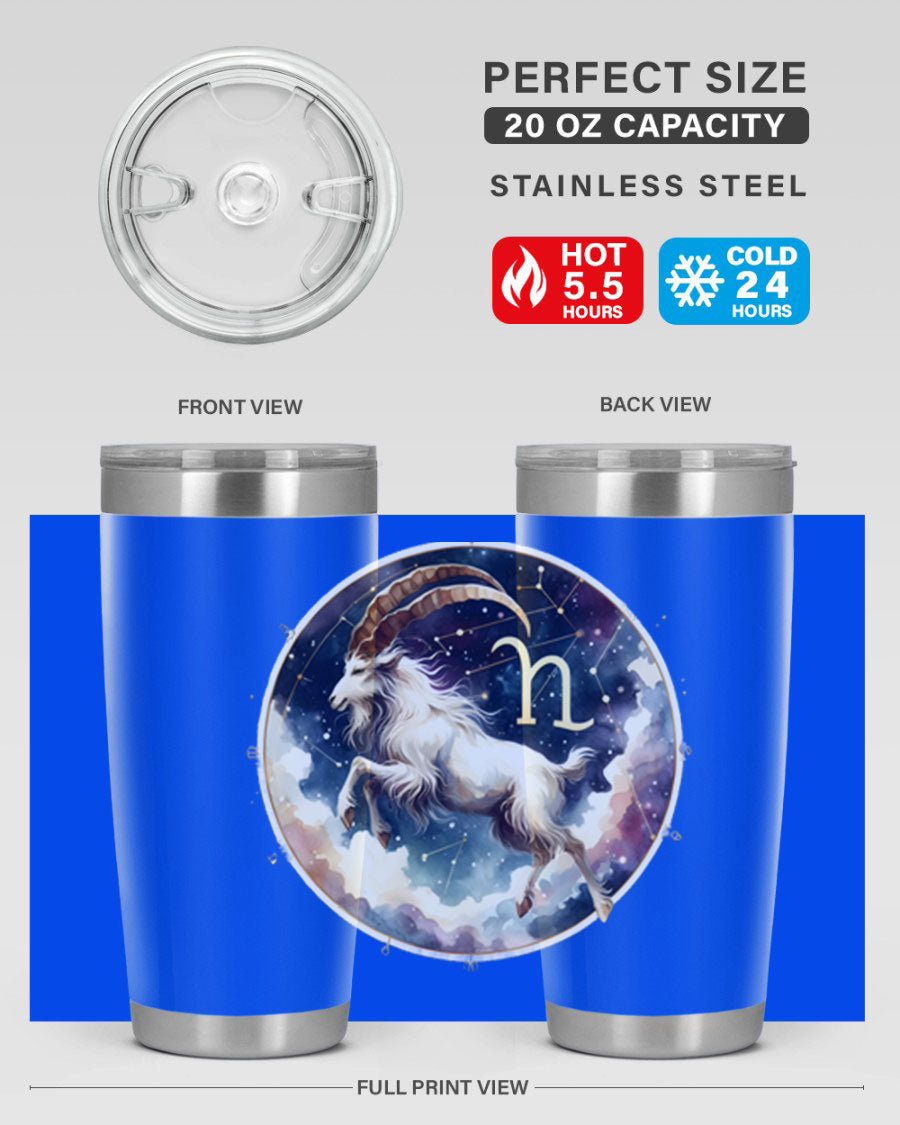Aries 141# Zodiac Tumbler in stainless steel with a stylish design, perfect for hot and cold beverages.