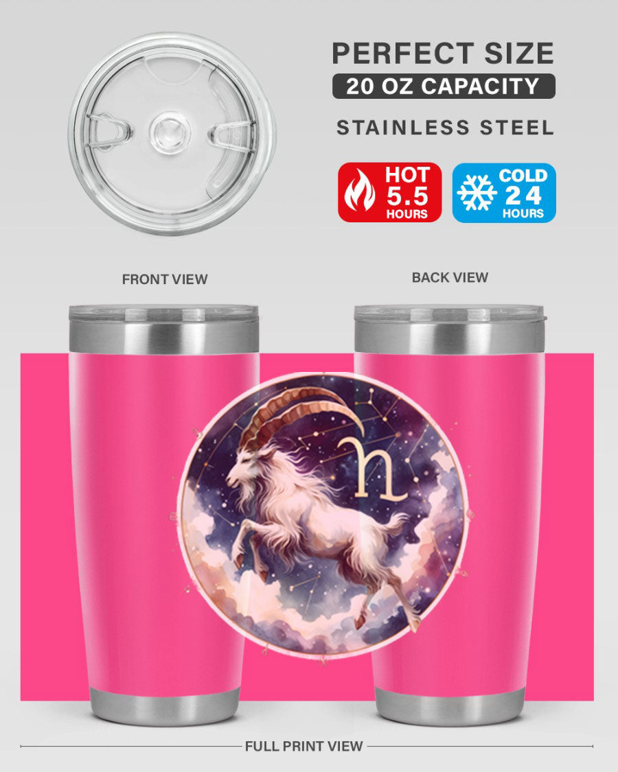 Aries 141# Zodiac Tumbler in stainless steel with a stylish design, perfect for hot and cold beverages.