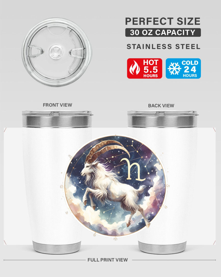 Aries 141# Zodiac Tumbler in stainless steel with a stylish design, perfect for hot and cold beverages.
