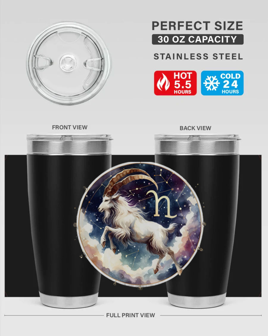 Aries 141# Zodiac Tumbler in stainless steel with a stylish design, perfect for hot and cold beverages.