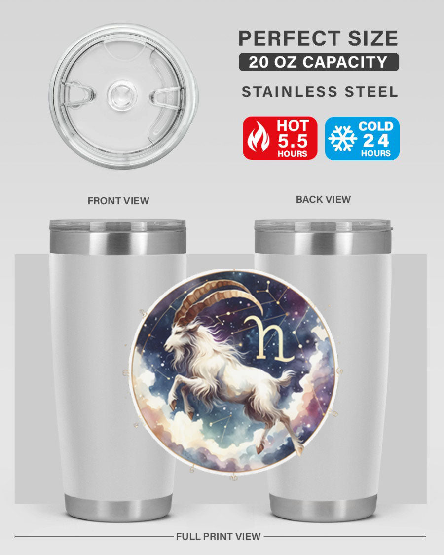 Aries 141# Zodiac Tumbler in stainless steel with a stylish design, perfect for hot and cold beverages.