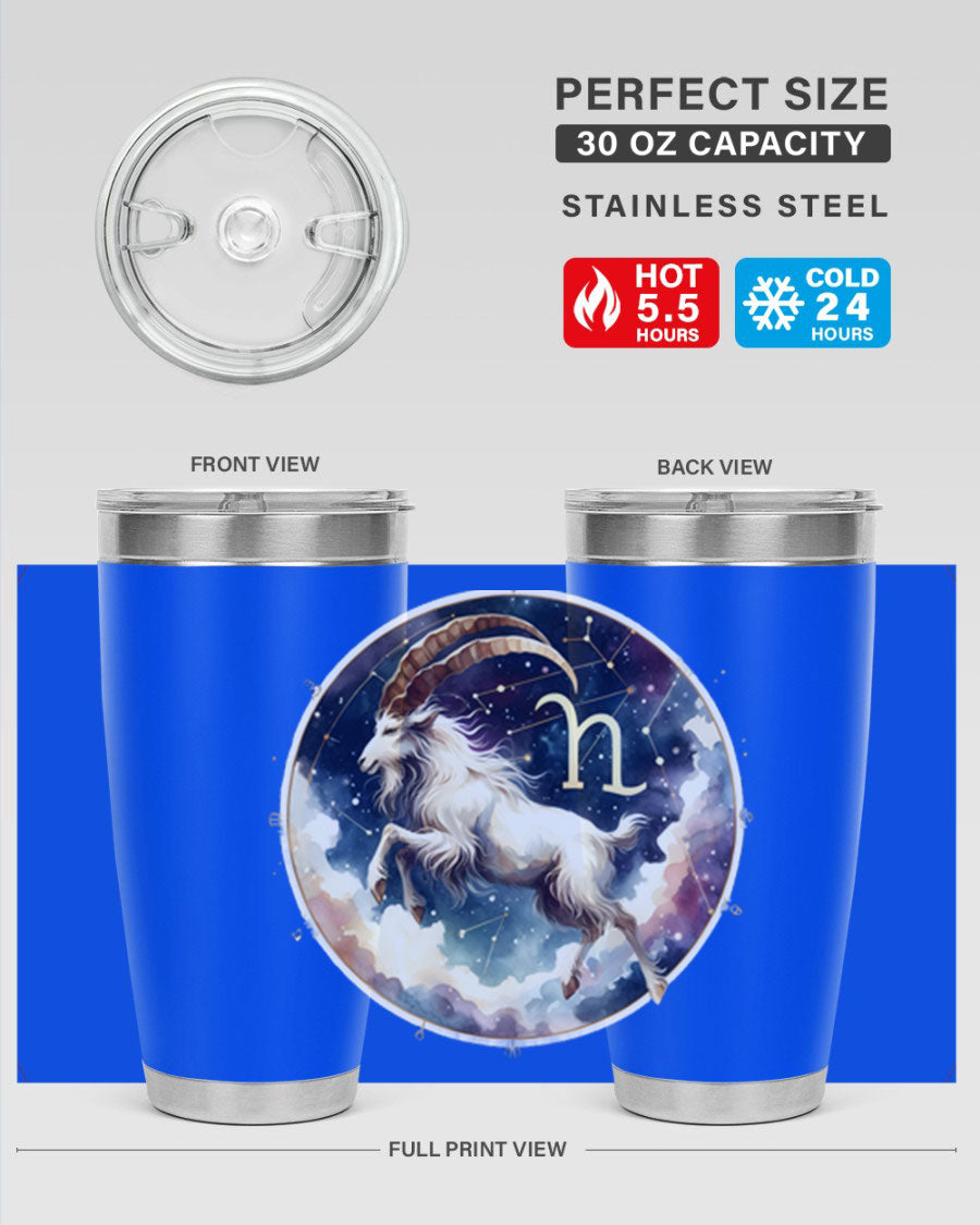 Aries 141# Zodiac Tumbler in stainless steel with a stylish design, perfect for hot and cold beverages.