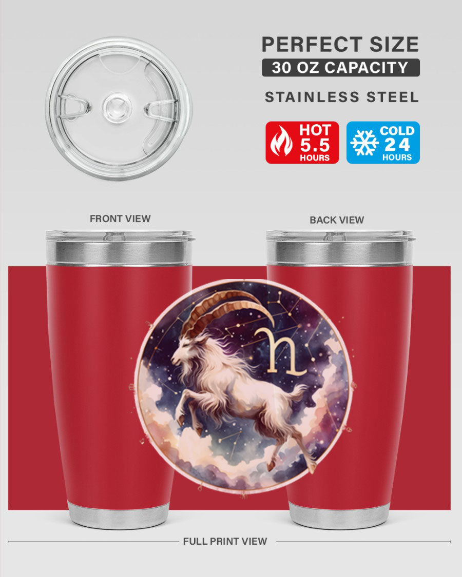 Aries 141# Zodiac Tumbler in stainless steel with a stylish design, perfect for hot and cold beverages.