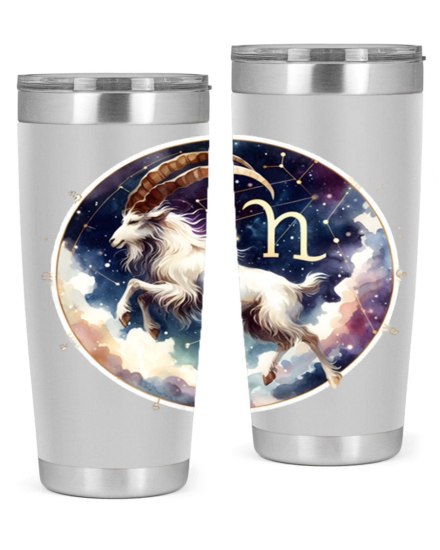 Aries 141# Zodiac Tumbler in stainless steel with a stylish design, perfect for hot and cold beverages.