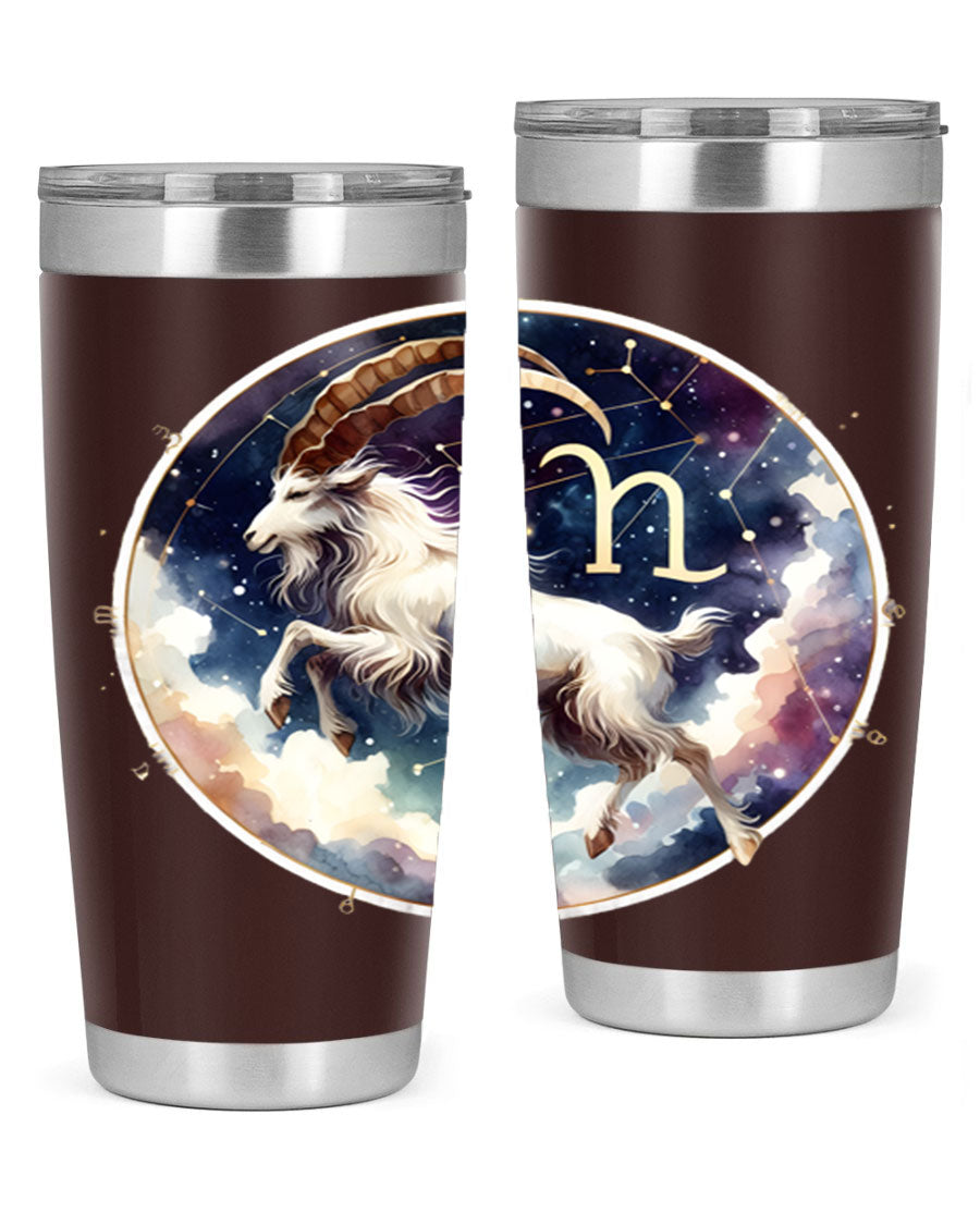 Aries 141# Zodiac Tumbler in stainless steel with a stylish design, perfect for hot and cold beverages.