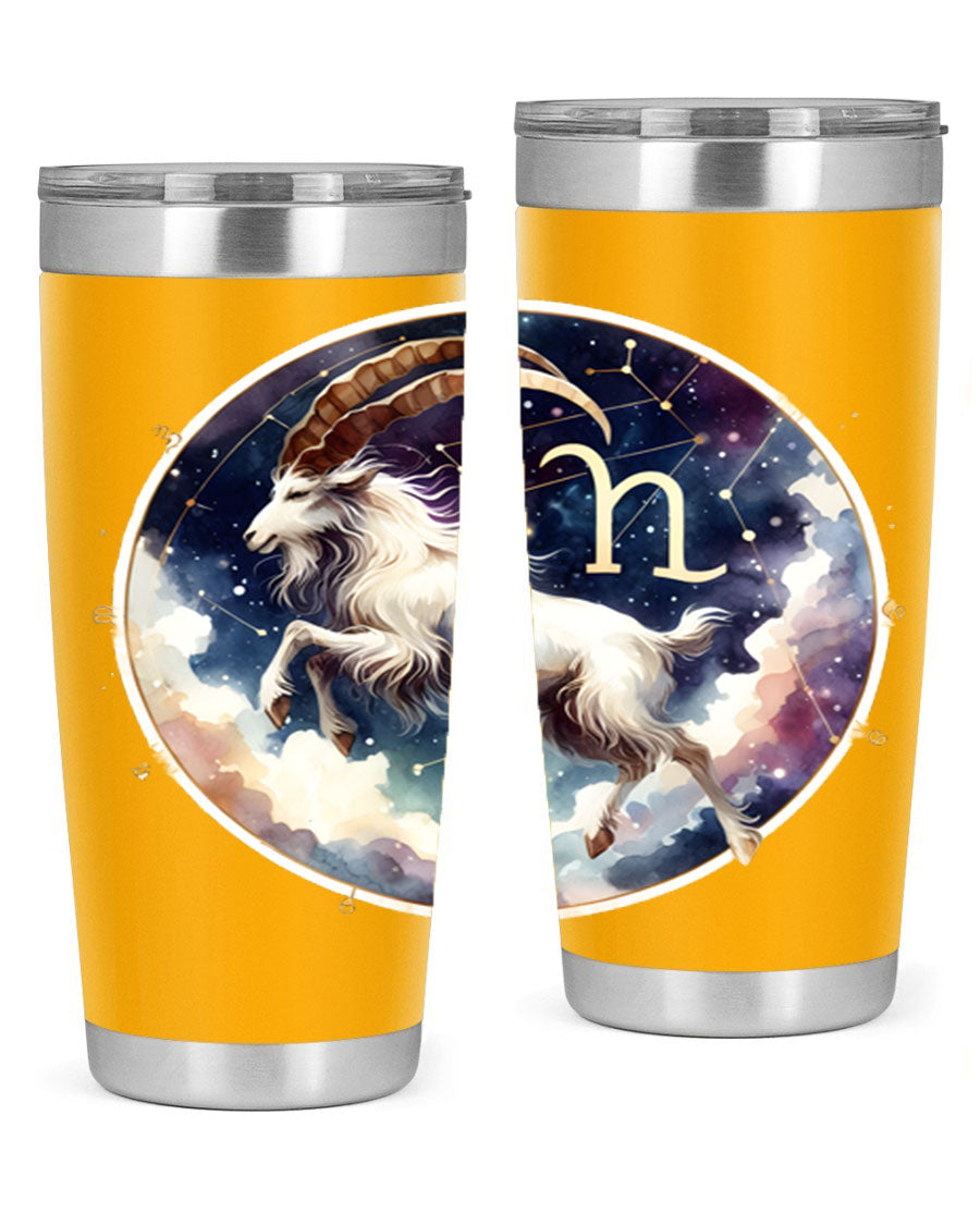 Aries 141# Zodiac Tumbler in stainless steel with a stylish design, perfect for hot and cold beverages.