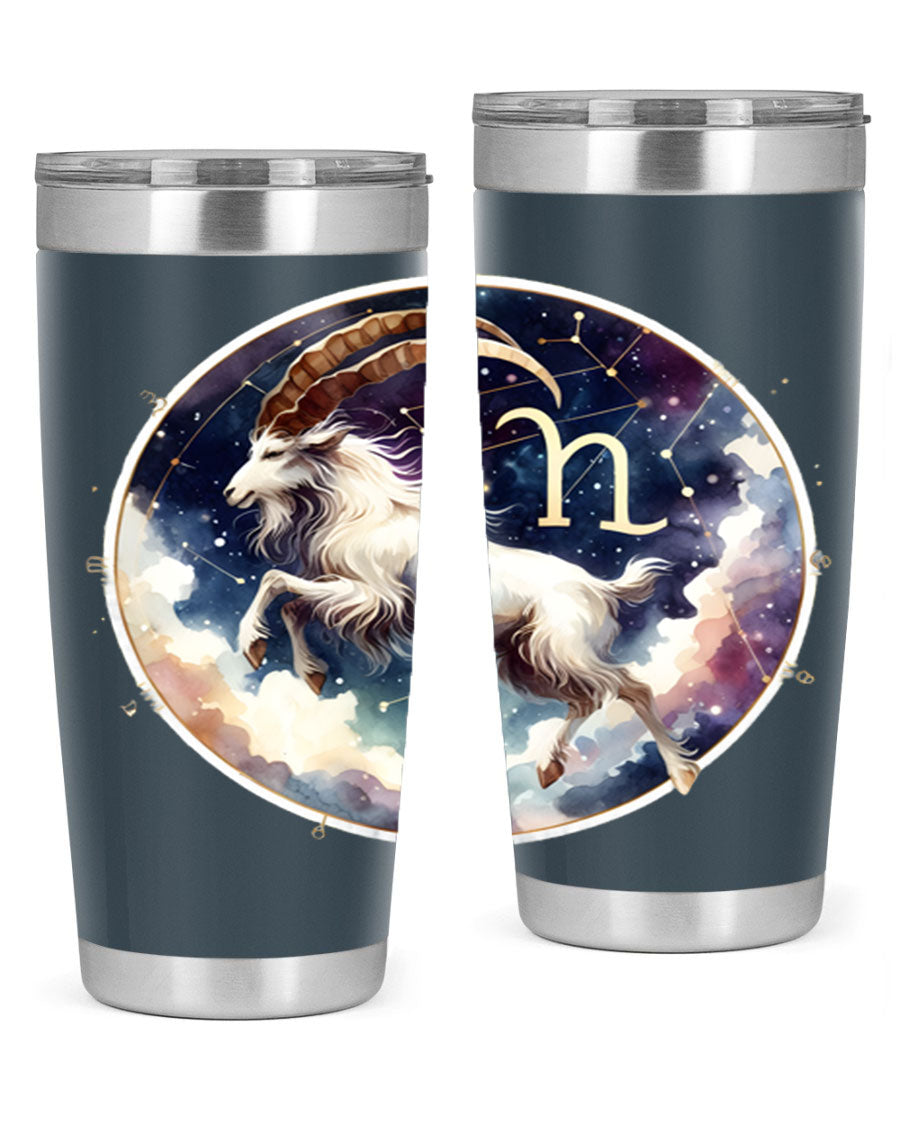 Aries 141# Zodiac Tumbler in stainless steel with a stylish design, perfect for hot and cold beverages.