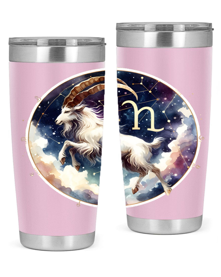 Aries 141# Zodiac Tumbler in stainless steel with a stylish design, perfect for hot and cold beverages.