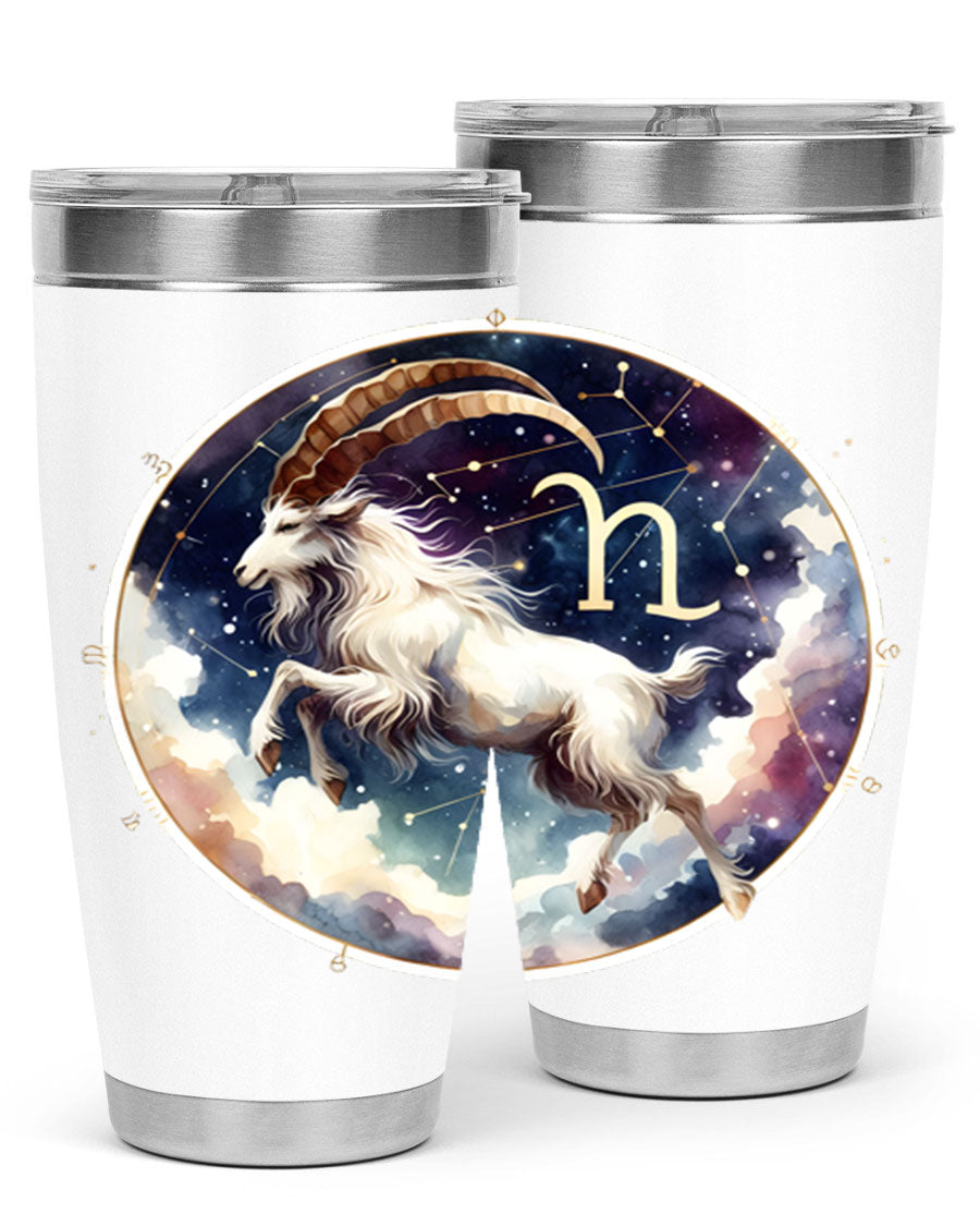 Aries 141# Zodiac Tumbler in stainless steel with a stylish design, perfect for hot and cold beverages.
