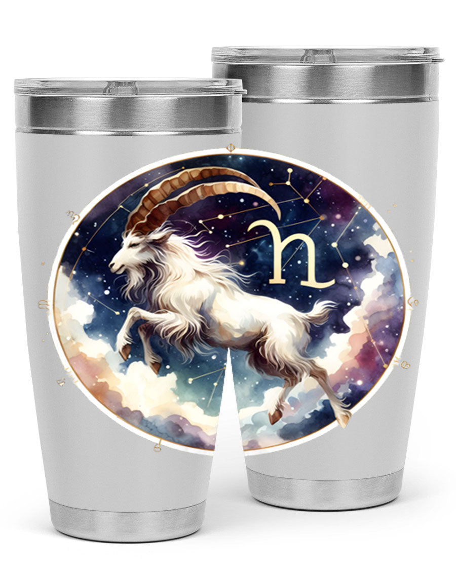 Aries 141# Zodiac Tumbler in stainless steel with a stylish design, perfect for hot and cold beverages.