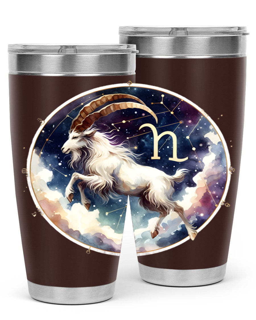 Aries 141# Zodiac Tumbler in stainless steel with a stylish design, perfect for hot and cold beverages.