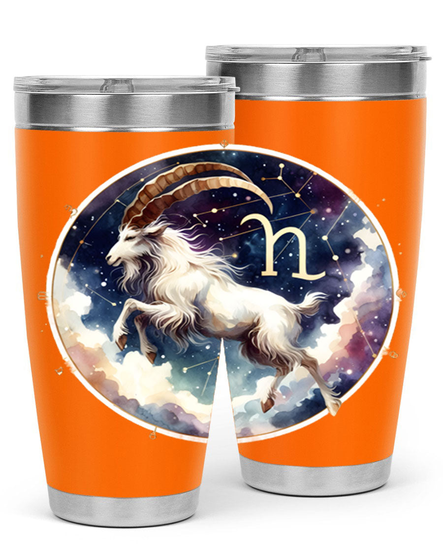 Aries 141# Zodiac Tumbler in stainless steel with a stylish design, perfect for hot and cold beverages.