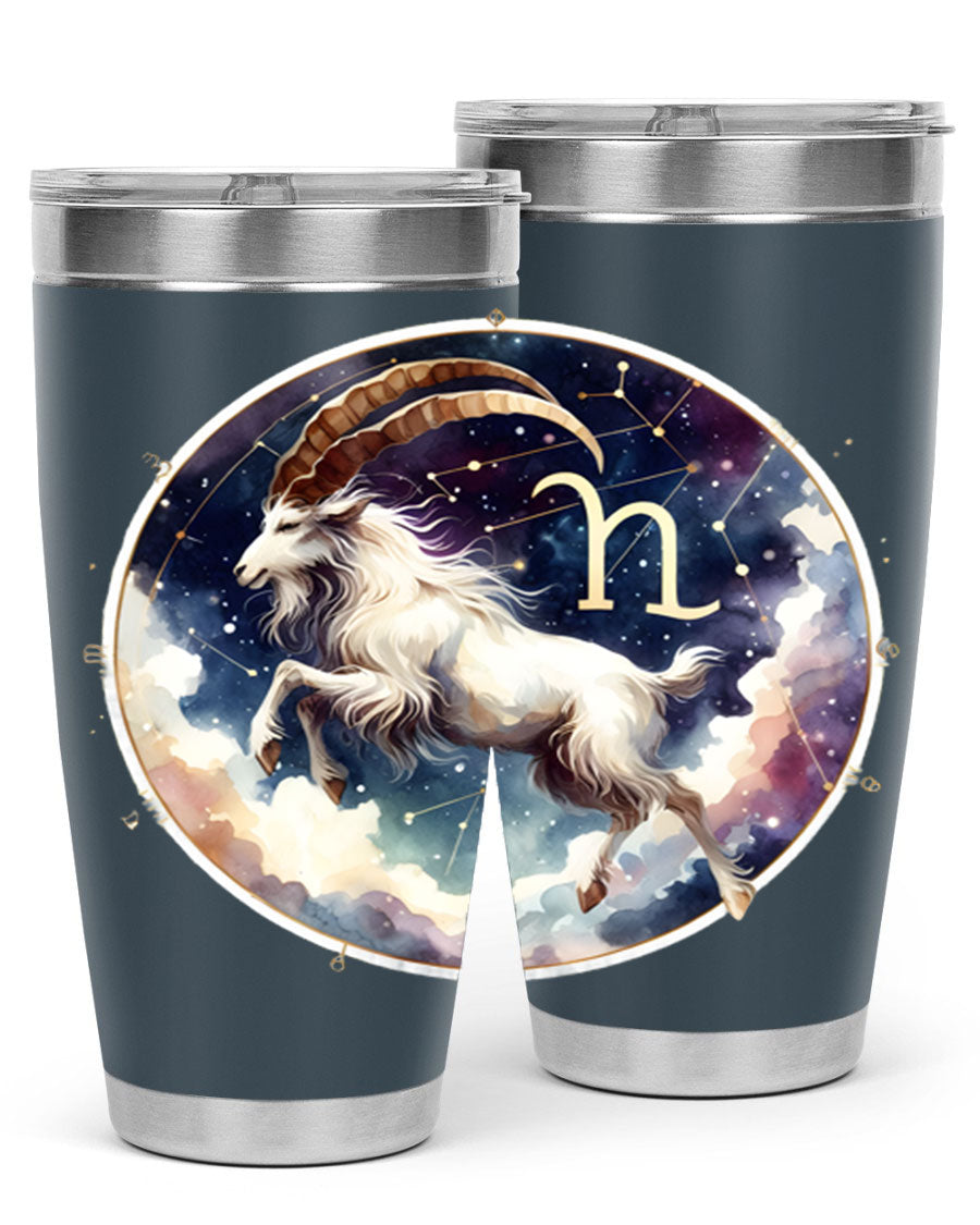 Aries 141# Zodiac Tumbler in stainless steel with a stylish design, perfect for hot and cold beverages.
