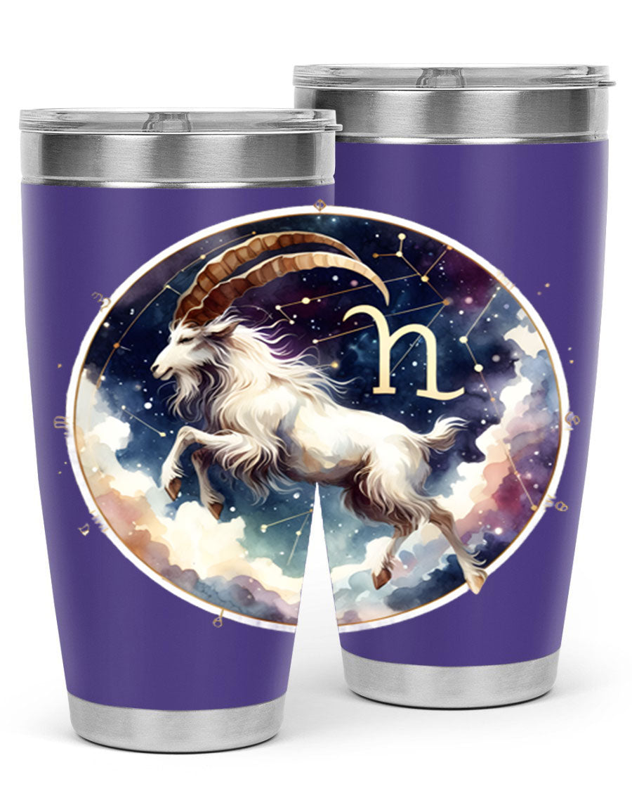 Aries 141# Zodiac Tumbler in stainless steel with a stylish design, perfect for hot and cold beverages.
