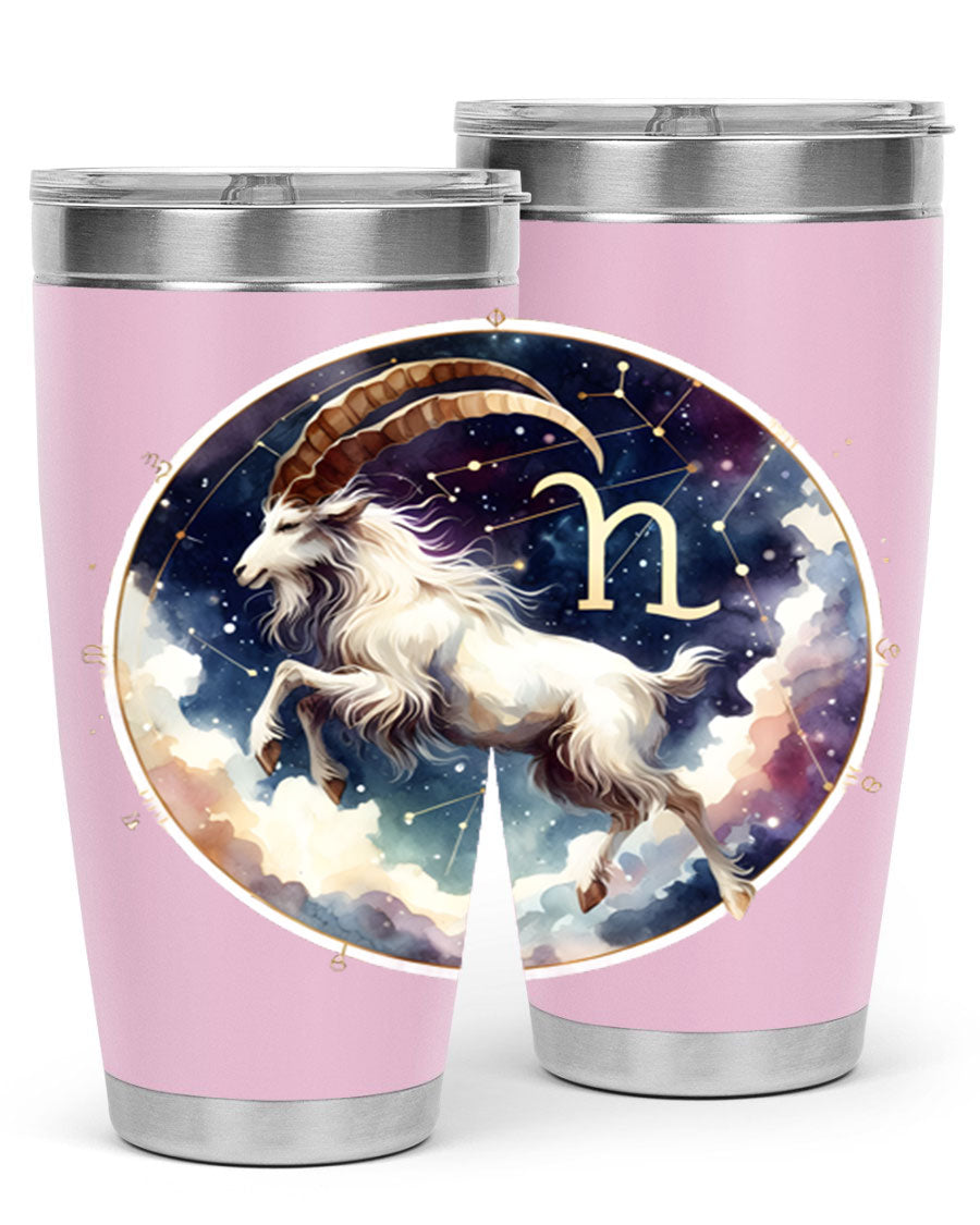 Aries 141# Zodiac Tumbler in stainless steel with a stylish design, perfect for hot and cold beverages.