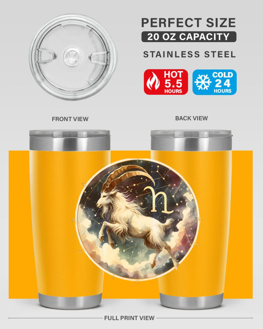Aries 141# Zodiac Tumbler in stainless steel with a stylish design, perfect for hot and cold beverages.