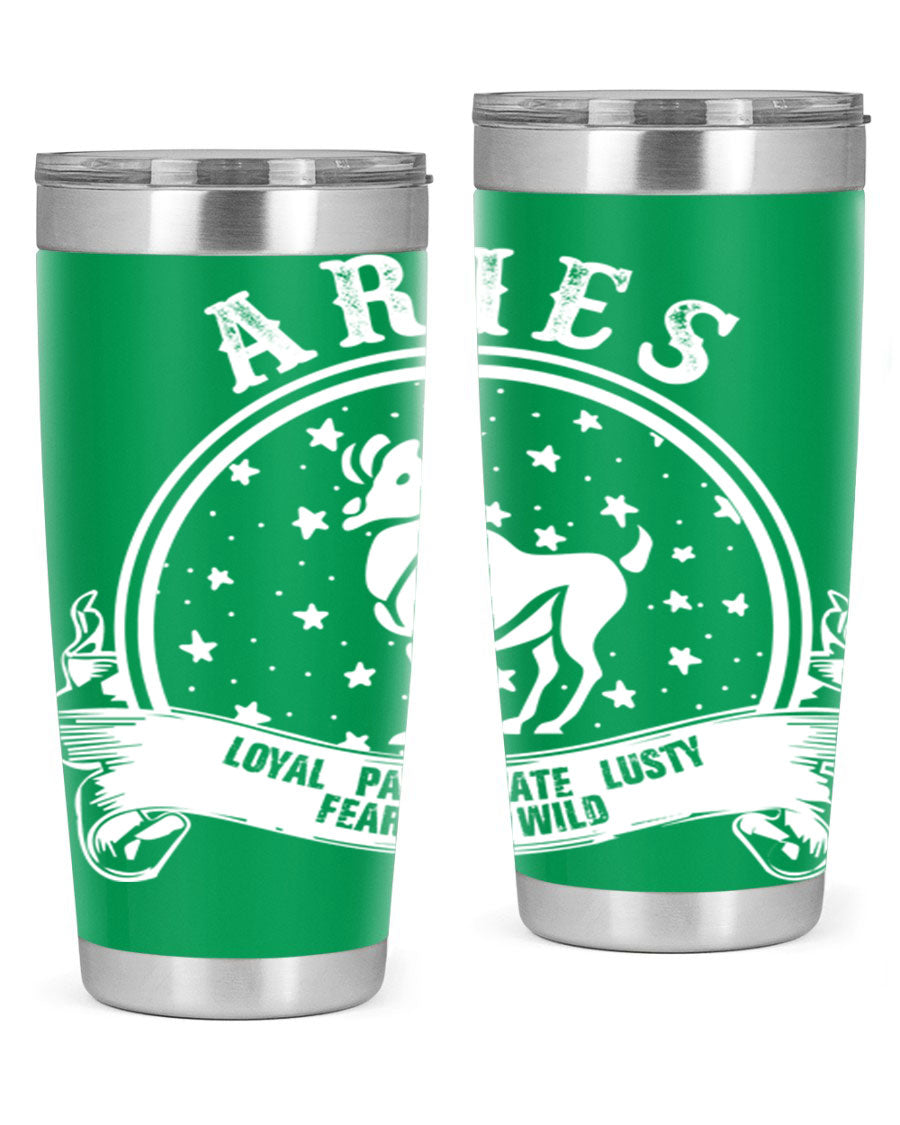 Aries 2# Zodiac Tumbler, 20oz double wall vacuum stainless steel with a stylish design, perfect for hot and cold beverages.