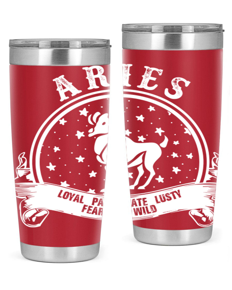 Aries 2# Zodiac Tumbler, 20oz double wall vacuum stainless steel with a stylish design, perfect for hot and cold beverages.